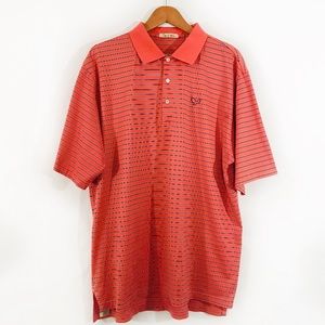 PETER MILLAR Coral Striped Golf Polo Shirt